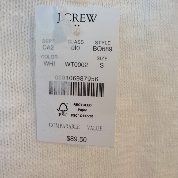 NWT J. Crew Crewneck Beach Sweater White Knit Pullover Size Small - Picture 7 of 10